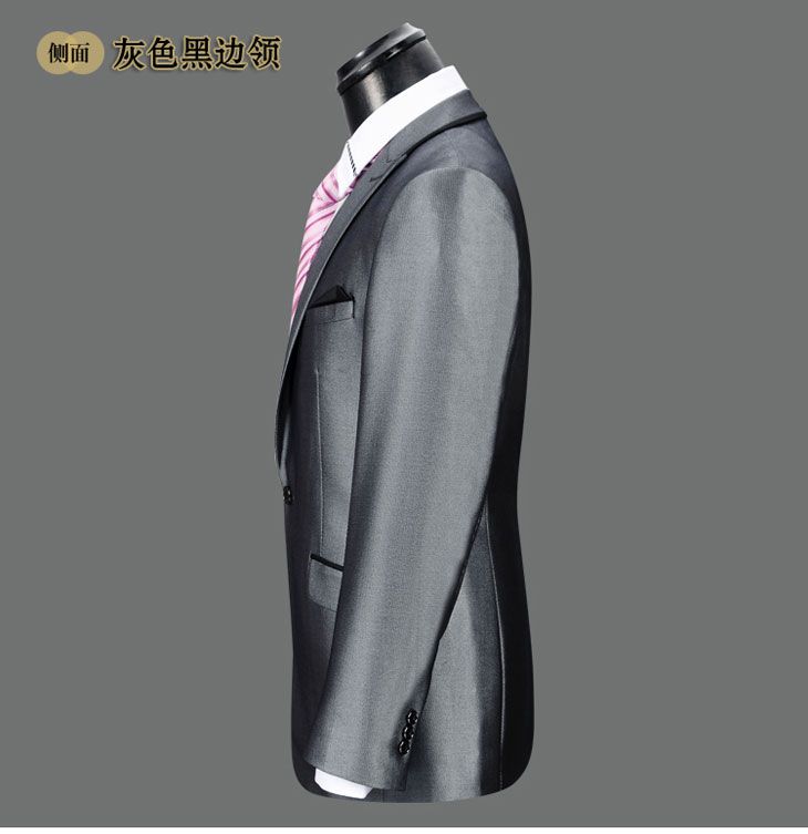 灰色黑邊領(lǐng)型西服側(cè)面